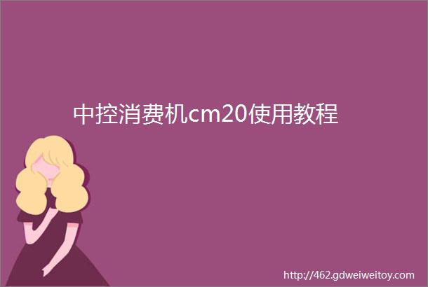 中控消费机cm20使用教程